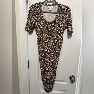 Motherhood Maternity Brown Black Bodycon Midi Dress